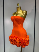 Women Sexy Strapless Backless Flower Embellished Mini Bandage Dress Bodycon Celebrity Party Cocktail Evening Party Club Dresses