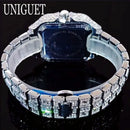 2025 UNIGUET Luxury Diamond Watch For Men With Rainbow Dial Calendar Quartz Watches Fashion Hip Hop Iced Out Wristwatch Man Gift - M & M Global