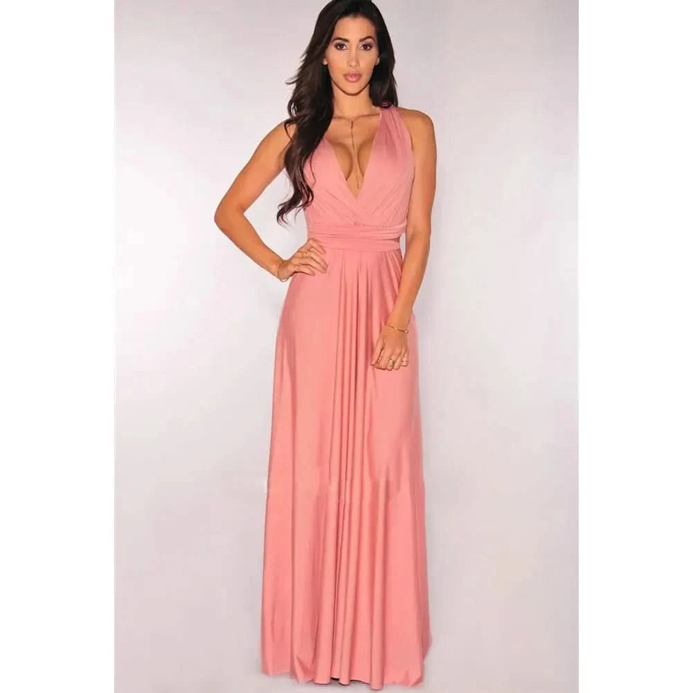 Sexy Women Multiway Wrap Convertible Boho Maxi Club Red Dress Bandage Long Dress Party Bridesmaids Infinity Robe Longue Femme - M & M Global