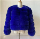 DEAT Fashion Orange Imitation Fox Fur Grass Coat Women's Round Neck Plush Thick Jacket Winter New 7A1578