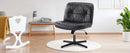 JHK PU Leather Cross Legged Office Chair Armless Desk Chair with Dual-Purpose Base Adjustable Swivel Fabric Task Vanity Home