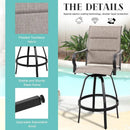 2 Piece Outdoor Patio Swivel Bar Chairs, All Weather Padded Sling Textile High Top Bar Stools, Bistro Set for Backyard