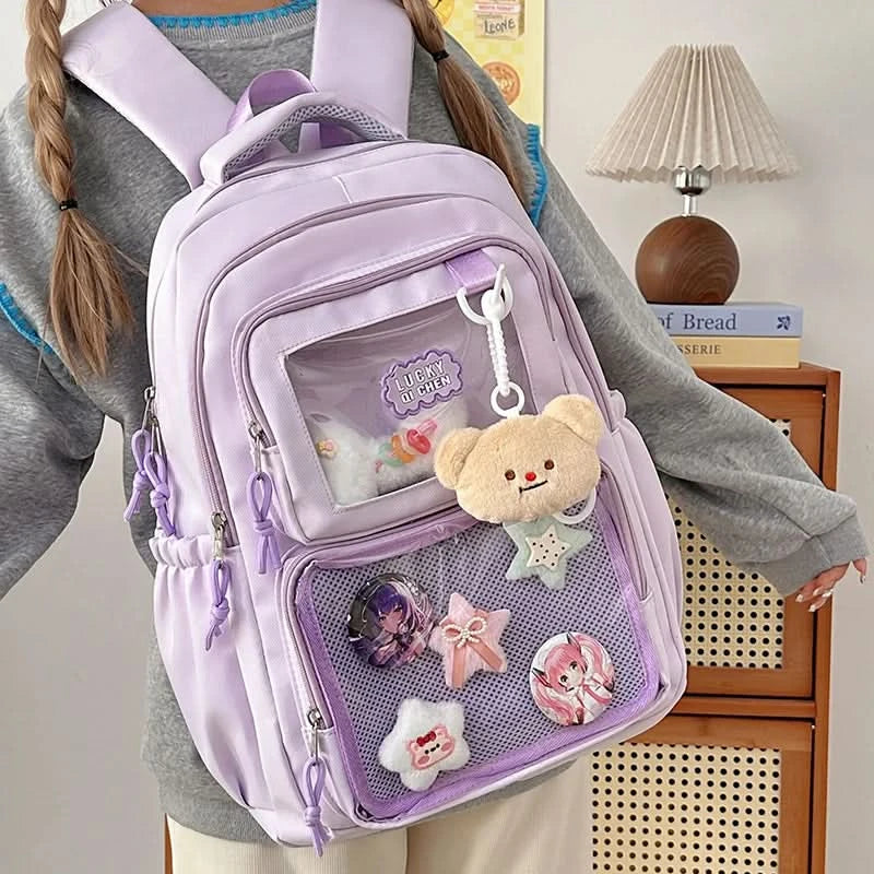 Japanese Style Kawaii Backpack Girls Transparent Ita Bag Women Large Capacity Backpack Fashion School Bag for College Student JK - M & M Global