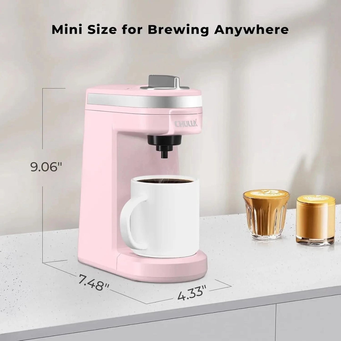 Mini Coffee Maker for K Capsule, Single Serve Coffee Maker for One Cup Americano, Lightweight Pod Coffee Machine, Dusty Rose - M & M Global