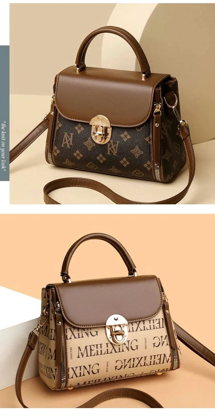 Bags for Women, Printed Fashionable Hand-Held Locks, Commuting Small Square Bag, Fashionable and Versatile Shoulder Crossbody Ba - M & M Global