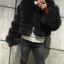 DEAT Fashion Orange Imitation Fox Fur Grass Coat Women's Round Neck Plush Thick Jacket Winter New 7A1578