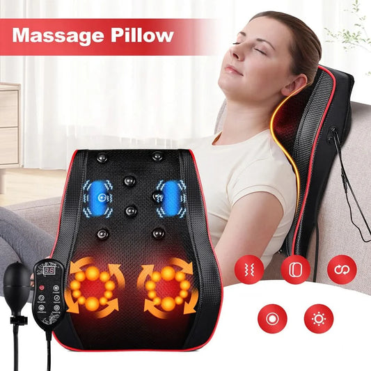 Shoulder Neck Back Trapezius Massage Pillow Shiatsu Kneading Cervical Ttraction Body Massager Car Back Pillow - M & M Global