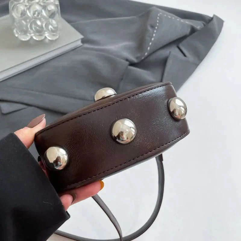Retro Versatile Ladies Mini Handbag Women Big Rivet Personality Luxury Designer Crossbody Bags for Women Streetwear Shoulder Bag - M & M Global