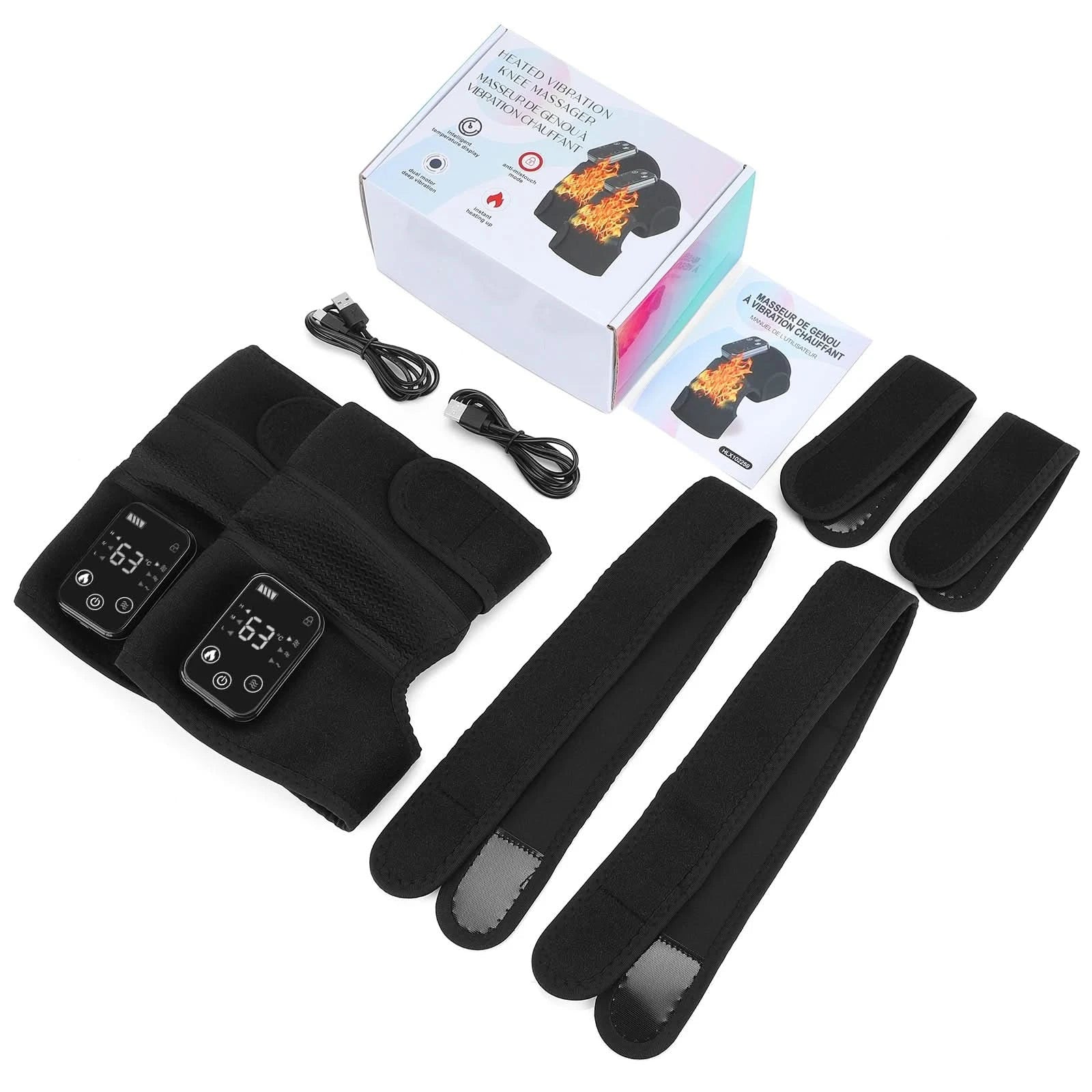 Thermal Knee Massager 3 in 1 Shoulder Knee Elbow Heating Massage Support Brace Rechargeable Vibration Pad Arthritis Muscle Relax - M & M Global