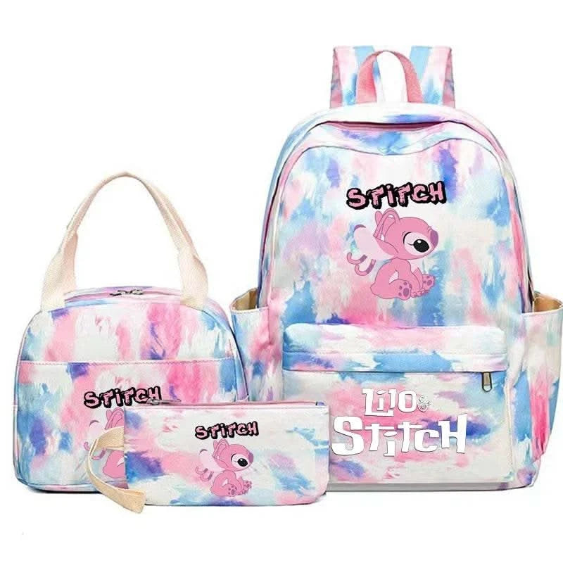 3Pcs Lilo Stitch Colorful Backpack Set With Tote and Pouch Large Capacity Lightweight And Breathable Outdoor Knapsack - M & M Global