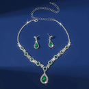 2pcs/set Jewelry Sets Women Elegant Waterdrop Rhinestone Pendant Necklace stud Earrings Wedding Dress Bridal Jewelry Set - M & M Global