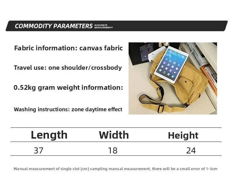 Casual Canvas Messenger Bag Versatile Flip Large Capacity Shoulder Book Bag For Student Adjustable Crossbody Bag For Men Women - M & M Global