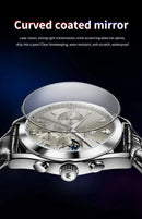 OLEVS Original Watch Leather Strap Moon Phase Luminous Quartz Watches for Man Waterproof Calendar Business Trend Wristwatch - M & M Global