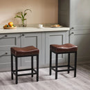 JHK Bar Stools Saddle-Style Pu Leather Upholstered Chair Counter Height Bar Stools with Metal Base Saddle Stools For Kitchen