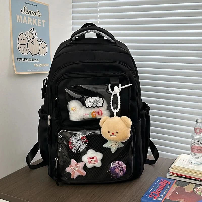 Japanese Style Kawaii Backpack Girls Transparent Ita Bag Women Large Capacity Backpack Fashion School Bag for College Student JK - M & M Global