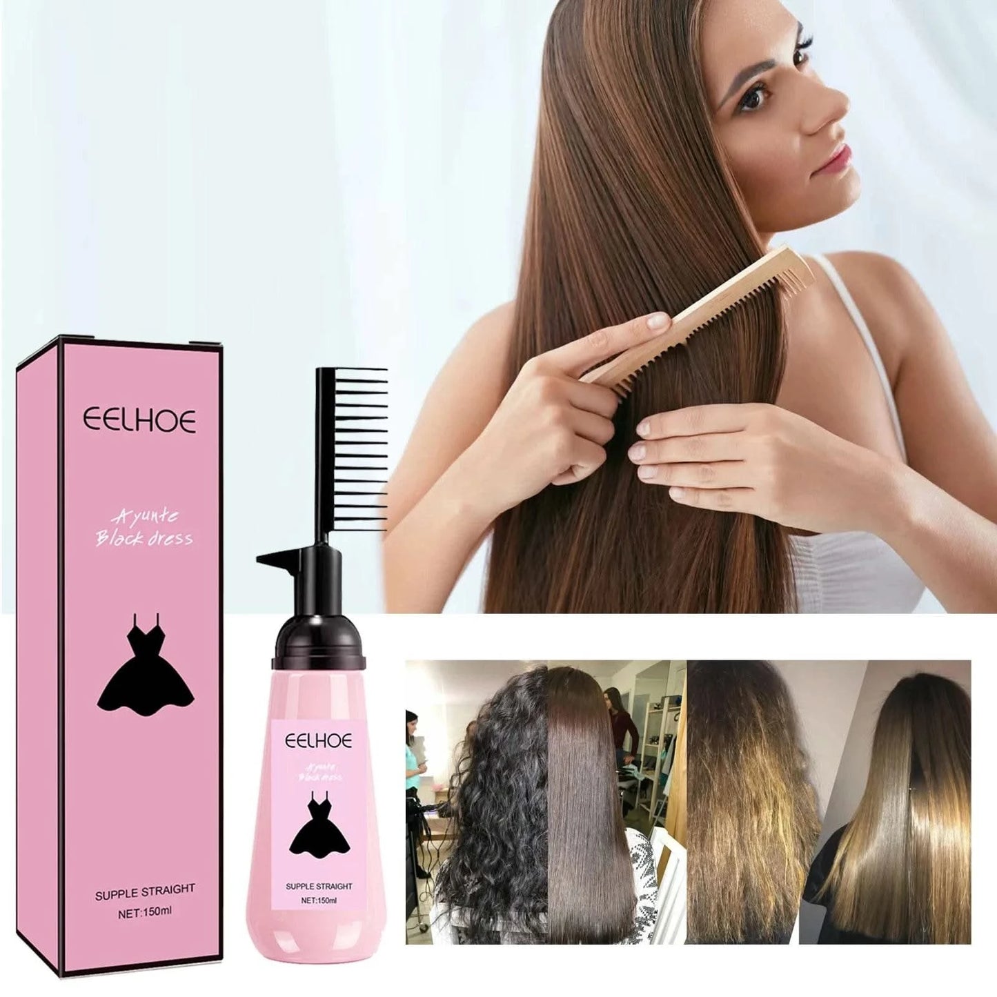 150ml Straightening Hair Care Cream With Hair Comb Straightening Cream for Smooth and Nourishing Hair for Dry Hair - M & M Global