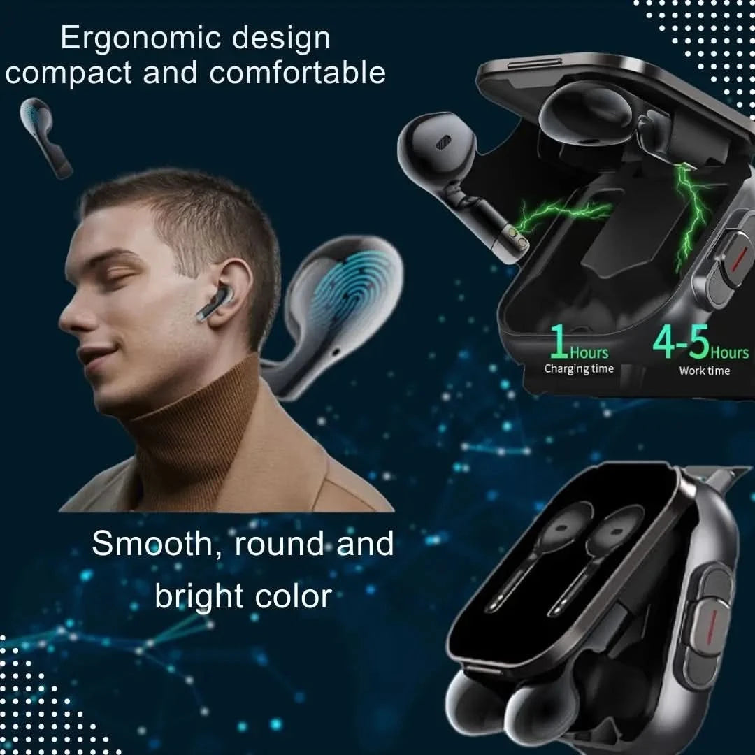 D8 2-In-1 Smartwatch with Headphone 2" Bt Call NFC Sleep Monitor Smart Watch Earbuds Compatible With iPhone Android 2025 - M & M Global