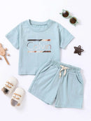 Children Calvin Letter Print Suits Cotton T-shirts + Shorts 2PCS Clothes Sets Boys Girls Fashion Outfits 1-7Y - M & M Global