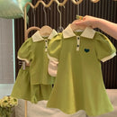 Children's Clothing Sets Korea Short Sleeved Casual Shirt Dress Polo T-shirt+Shorts Sets Sisters Girls Summer Kids Clothes Girls - M & M Global