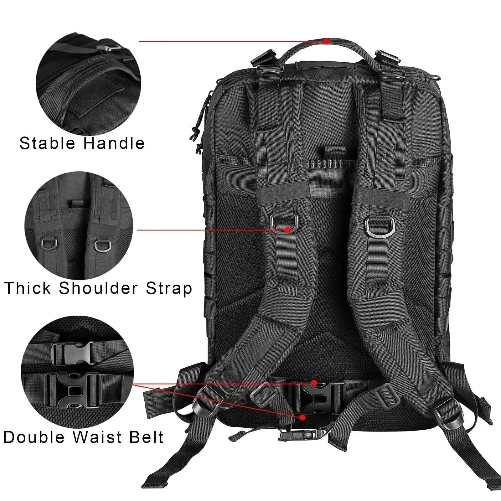 45L Man Tactical Backpacks HkingTraveling Bags Survival Outdoor 3P Assault Pack EDC Molle Pack For Trekking Hunting Bag - M & M Global