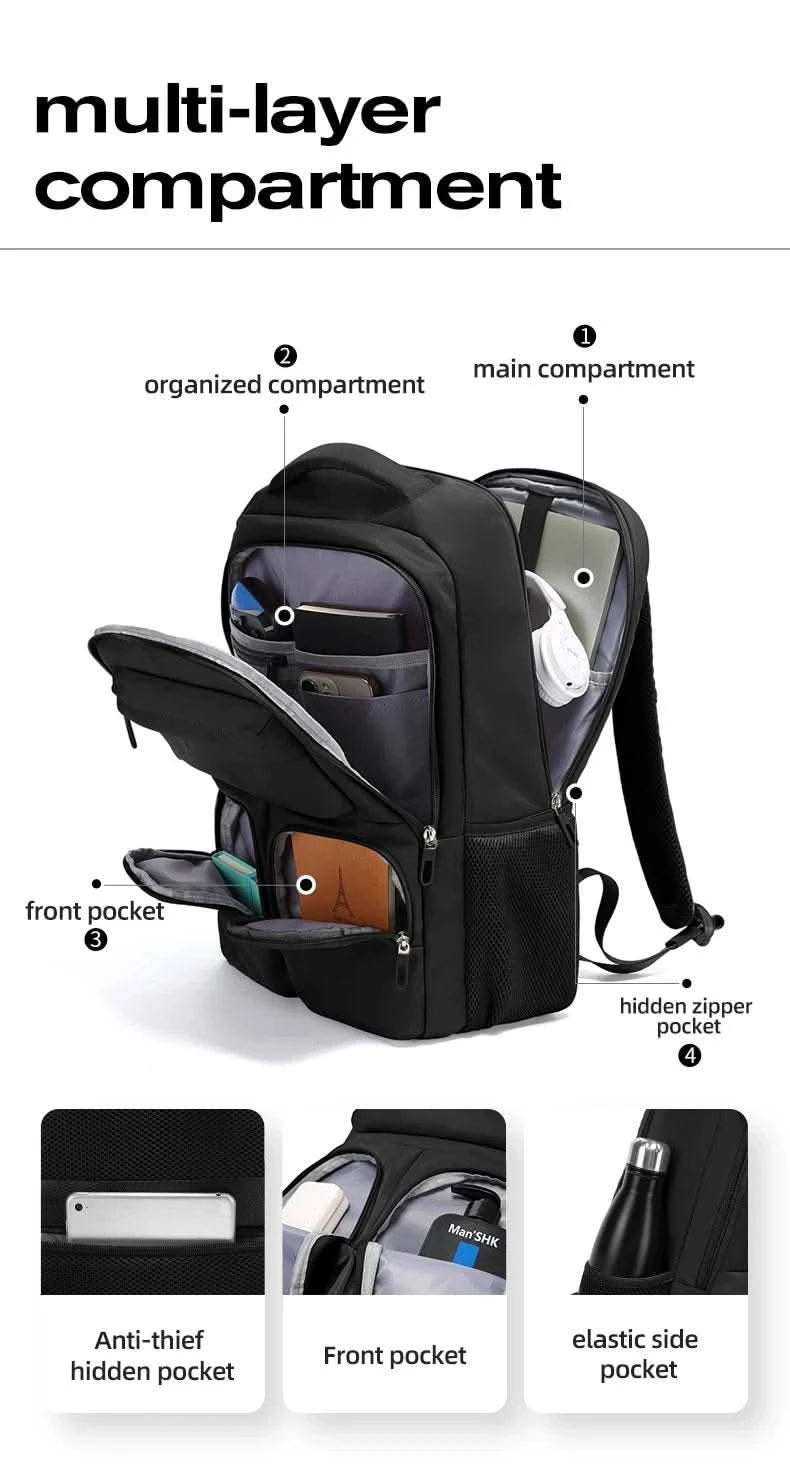 BANGE Large Capacity Men Backpacks for 15.6 Laptop Business Travel Women Backpack Waterproof School Bags with Mesh Side Pockets - M & M Global