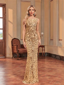 Elegant Sequins Evening Dresses Women Long Mermaid Formal Backless Luxury Wedding Party Mermaid Prom Gowns