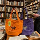 Trader Joe's 2-Pack Reusable Tote Bags - Orange & Purple Canvas Shopping Bags, Durable Grocery Tote for Farmers Market