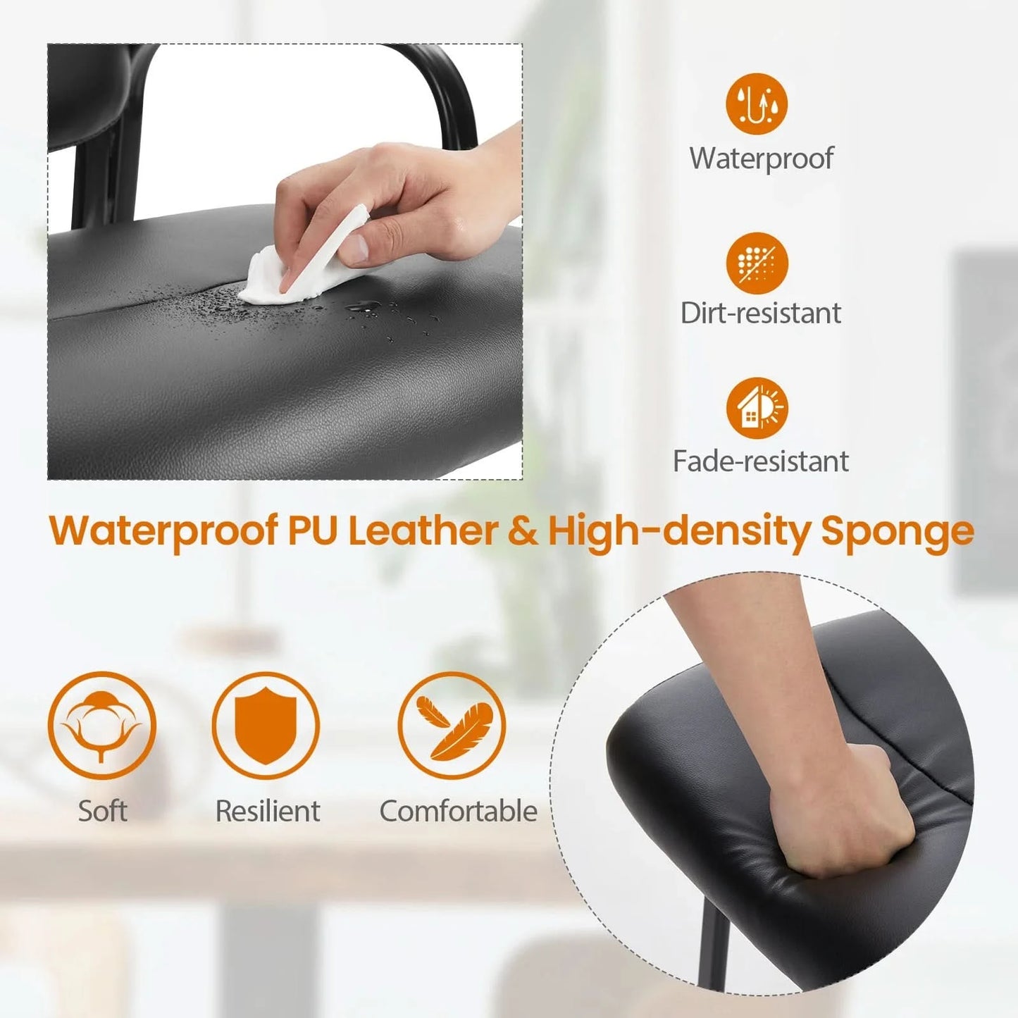 JHK Pu Leather Office Waiting Room Guest Chair Metal Frame Sponge Cushion Conference Room Lobby Table Chairs For Furniture
