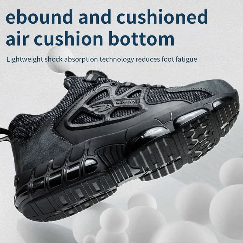 Steel Toe Shoes for Men Indestructible Work Boots Lightweight Safety Shoes Walking Anti-smash Anti-puncture Protective Sneakers