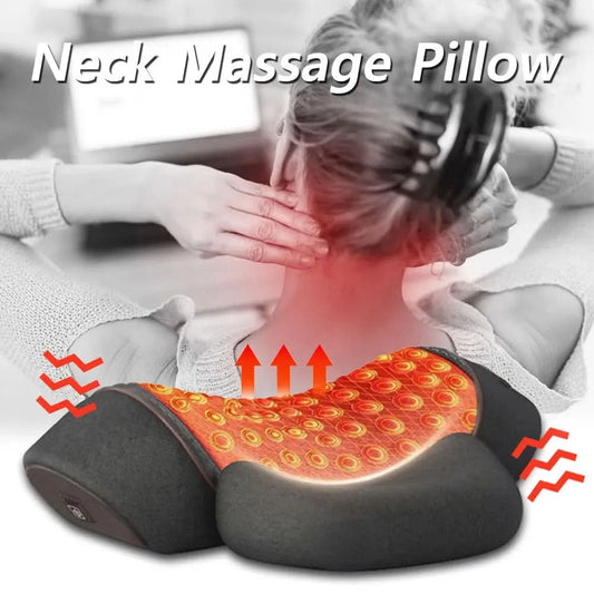 Electric Neck Massager Pillow Cervical Stretcher Heating Vibration Massage Back Traction Orthopedic Sleeping Pillows Support - M & M Global