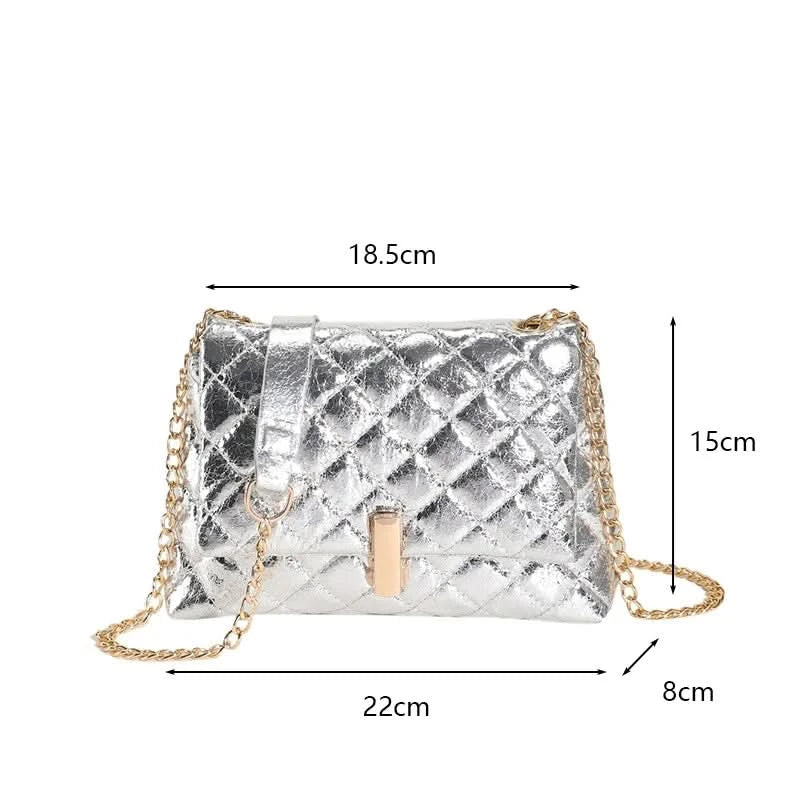 Luxury Laser Design Chevron Quilted Shoulder Bag  Women's High Quality Embroidered Thread PU Leather Crossbody Messenger Bag - M & M Global