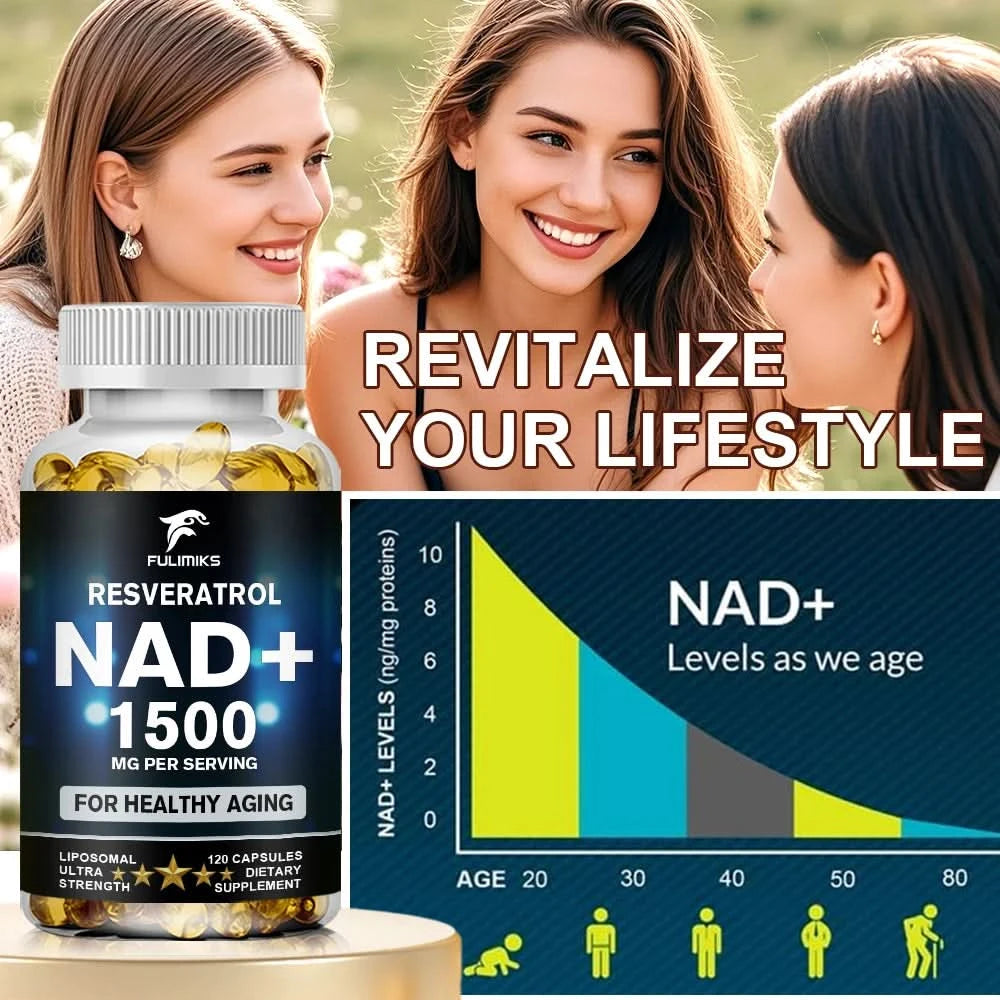 NAD+ and Resveratrol Supplement To Help Support Cell Regeneration, Natural Energy, Focus and Memory - M & M Global