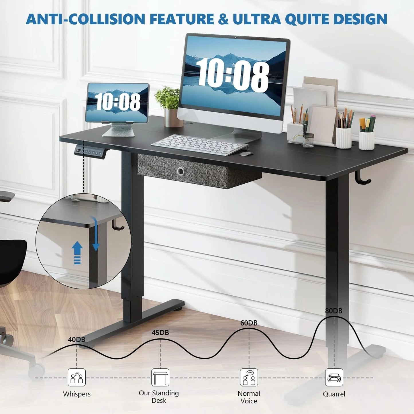 JHK Electric Standing Desk Height Adjustable 55x24 Inch Computer Desk Workstation Ergonomic Work Table for Home Office