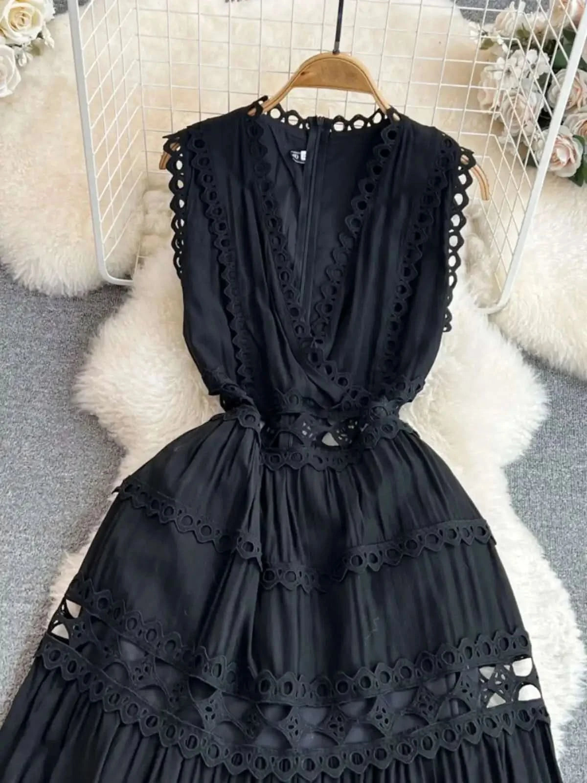 JAMERARY Designer New Summer Holiday White Embroidery Cotton Long Dress Women Sleeveless Midi Prom Evening Dresses Party Robe - M & M Global