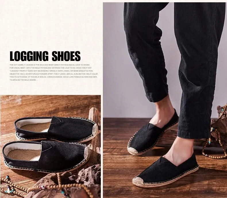 Women Sewing Flax Shoes Slip on Loafers Casual Shoes Man Espadrilles Hemp Canvas Flat Shoes Plus Size Fisherman Driving Footwear - M & M Global