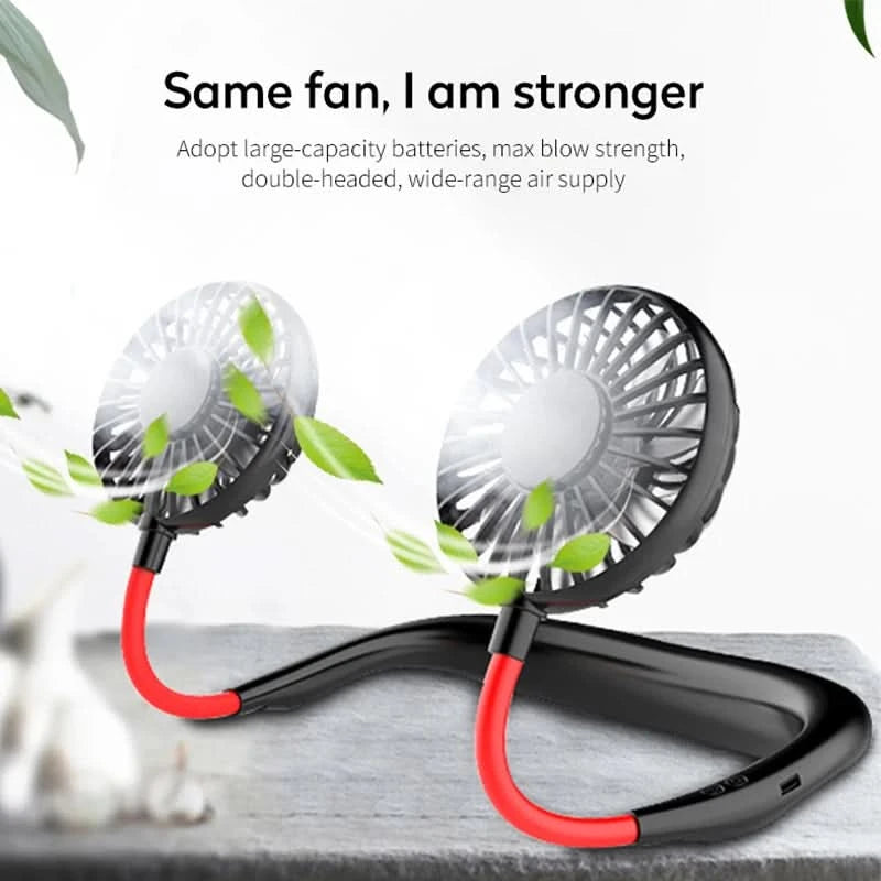 Hot sale Summer Cooling Fan Mini Neck Hanging Fan Hands Free Mini USB Neckband Fan for Sports Home Office Travel - M & M Global