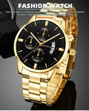 2023 Fashion Men Gold Stainless Steel Watch Luxury Calendar Quartz Wrist Watch Mens Business Watches for Man Clock Reloj Hombre - M & M Global