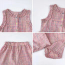 Pink Girl's Summer Two-piece Set with Single Breasted Sleeveless Top and Casual Pants, New Children's Sets Kids Clothes - M & M Global