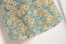 Women Mini Dresses Summer Fashion Female Vestidos Print Floral Chiffon Dresses Shirring Pleated Short Puffy Sleeve Casual Dress - M & M Global