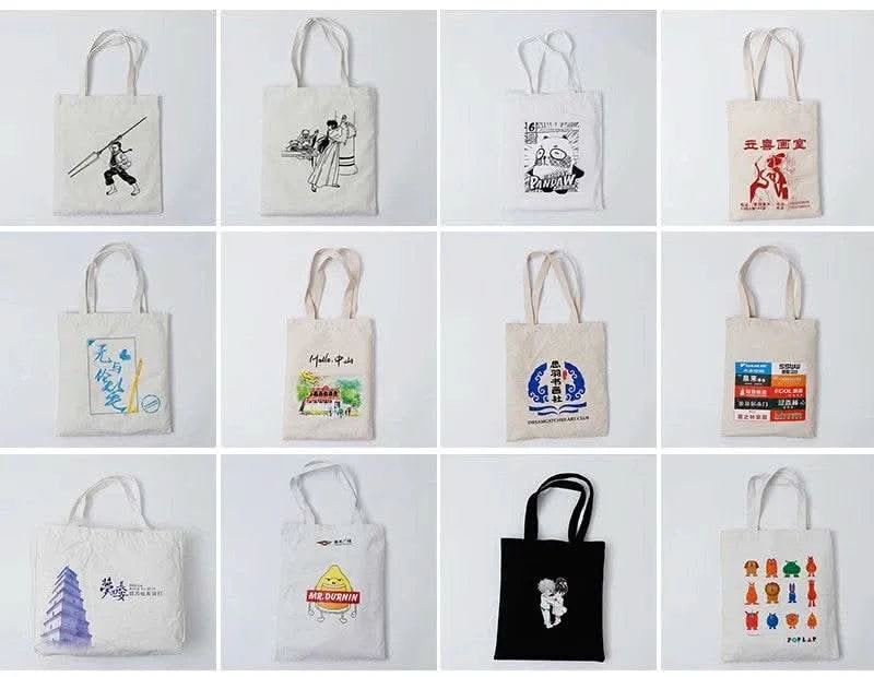 5 PCS Large Capacity Canvas Tote Shoulder Bag Fabric Cotton Cloth Reusable Shopping Bag Eco Tote Bag Casual Beach HandBag Daily - M & M Global