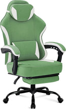 Gaming Chair,Computer Chair Fabric with Pocket Spring Cushion, Office Chair with Footrest and Massage Lumbar Support, Reclining