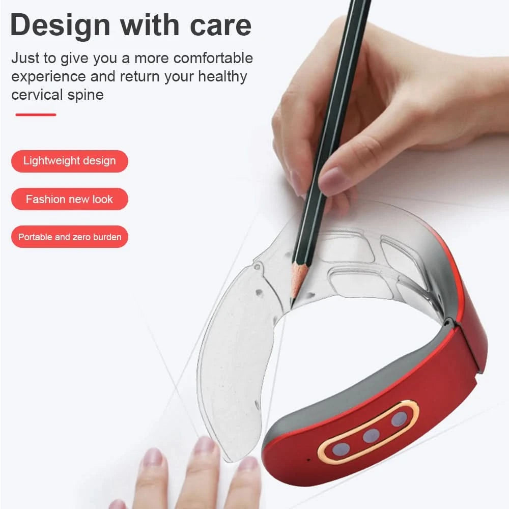 Electric Neck Shoulder Pulse Massager Kneading 4 Head TENS Magnetic Pulse Heating Cervical Vertebra Relax Pain Relief Massage - M & M Global