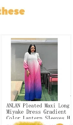 ANLAN Miyake Pleated Maxi Long Dress Mesh Petal Sleeve Half Turtleneck Formal Dresses for Women 2024 New Hot Sales 6KK9927 - M & M Global