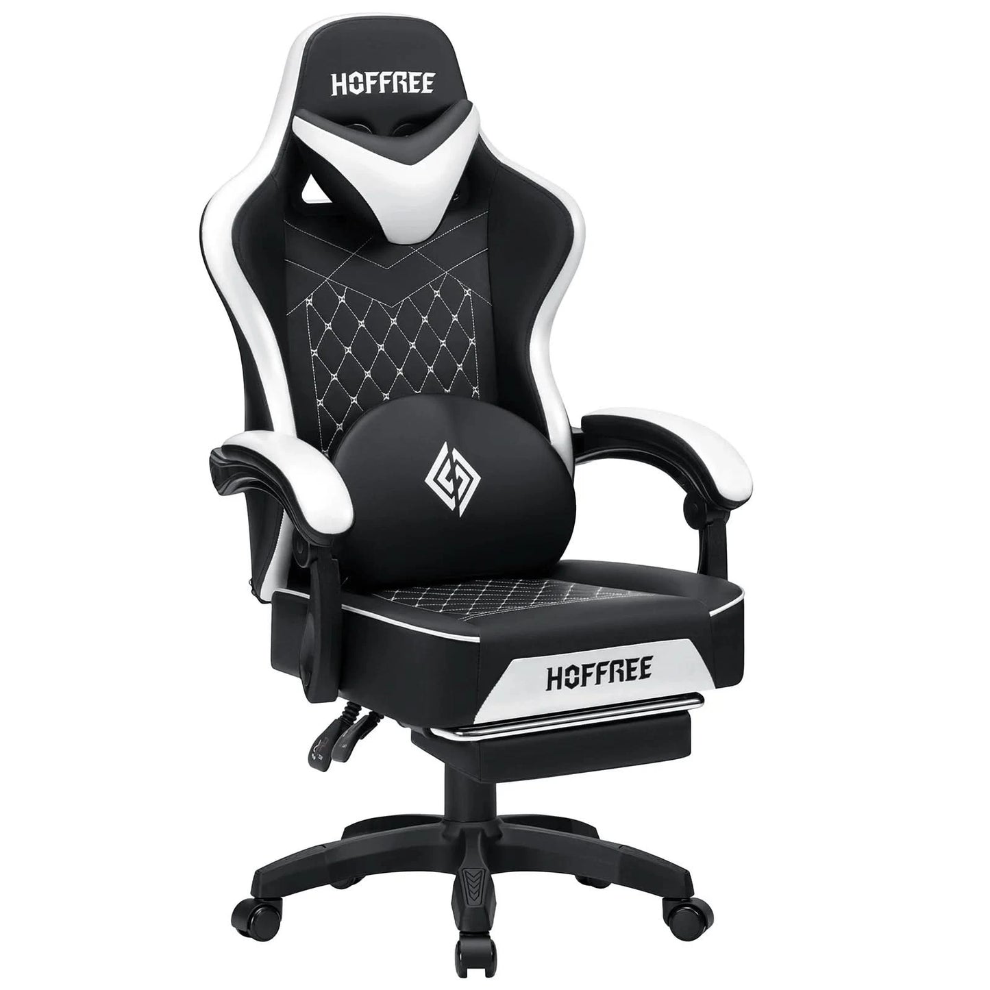 Gaming Chair with bluetooth Speakers RGB LED Lights Ergonomic Massage Video Game Chair with Footrest High Back w/ Lumbar Support