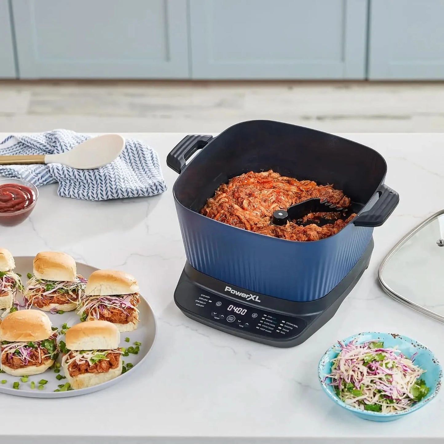 STIRMAX Midnight Blue 7.5 Quart Digital Multi-Cooker with Automatic Paddle to Stir and Shred, 9 in 1 programmable presets to Sau - M & M Global