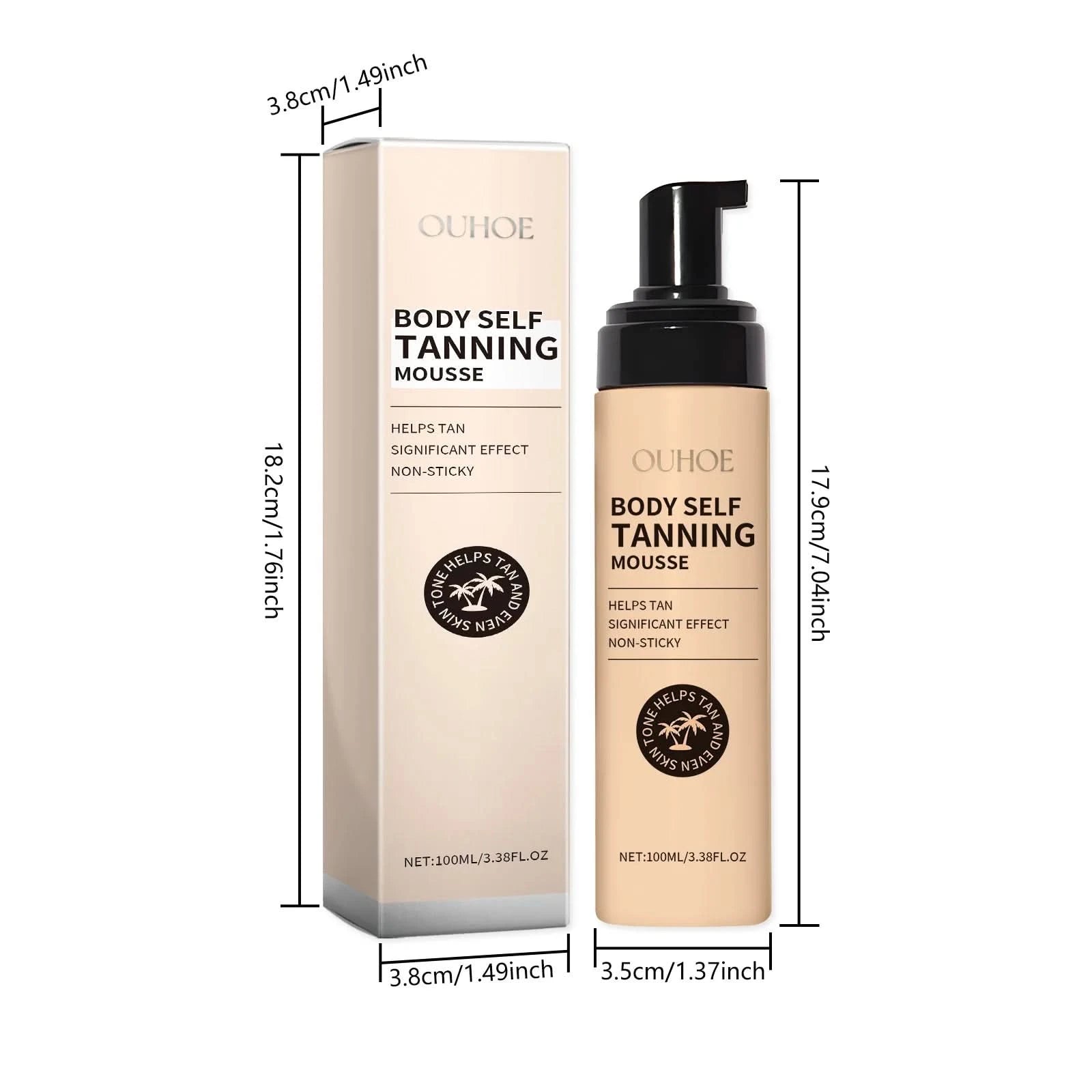Ouhoe Sunless Tanning Mousse Natural Bronzer Summer Beach Outdoors Moisturizing Flawless Face Body Tanning Mousse - M & M Global