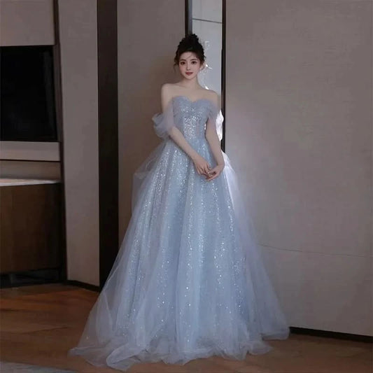 Y2k Evening Dresses Women's 2025 New Summer Banquet Long Dress Slim Sexy Light Luxury Art Test Host Adult Birthday Party Dress - M & M Global