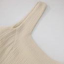 Newly 100% Cotton Gauze Dress For Women 2023 Square Collar Sleeveless Open Side Long Dress Summer Comfortable Beach Outfit - M & M Global