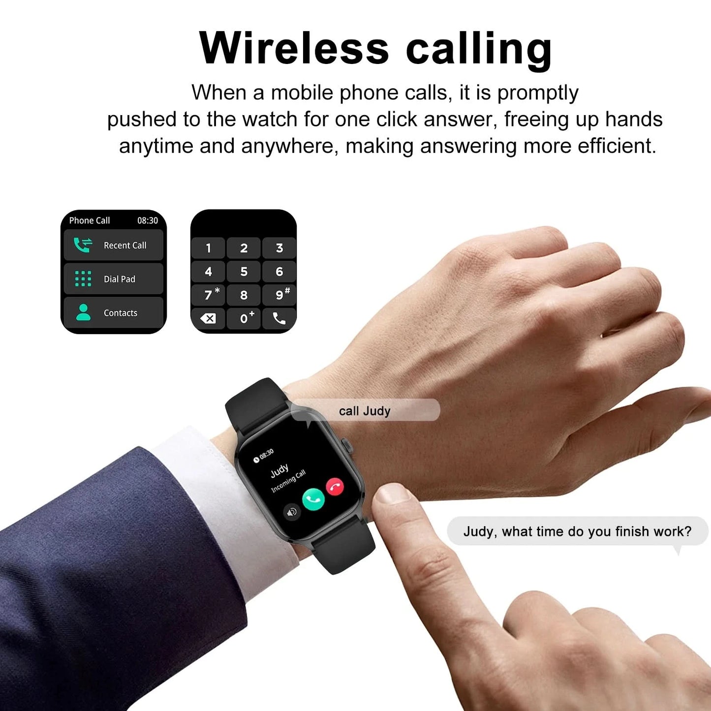 Smartwatch Sports Watches Bluetooth Call Touch Dial for Android / iPhone Music Fitness Tracker