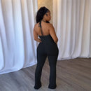 Doyerl Halter V-neck Backless One Piece Jumpsuit Women Sexy Hollow Out Sleeveless Night Club Outfits Birthday Rompers Overalls